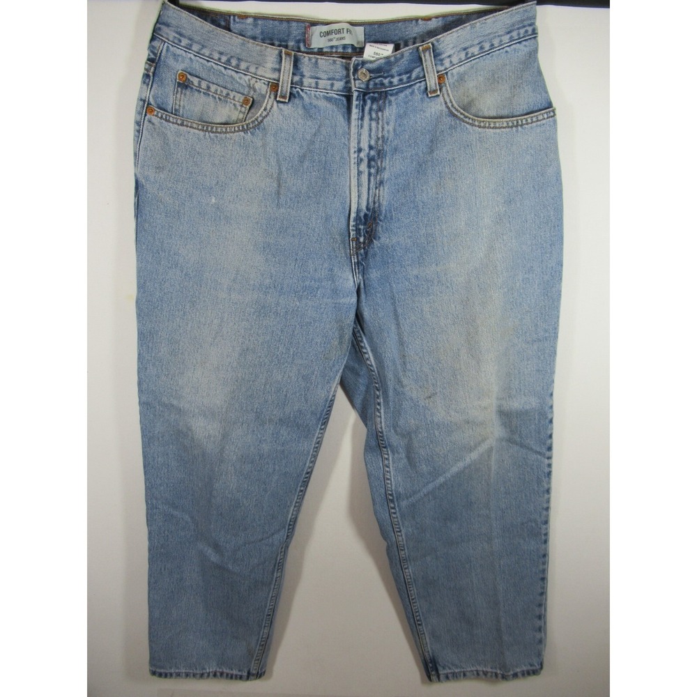 Vintage Levi's 560 Comfort Fit Distressed Jeans Men Size 38x30 Light Wash Blue
